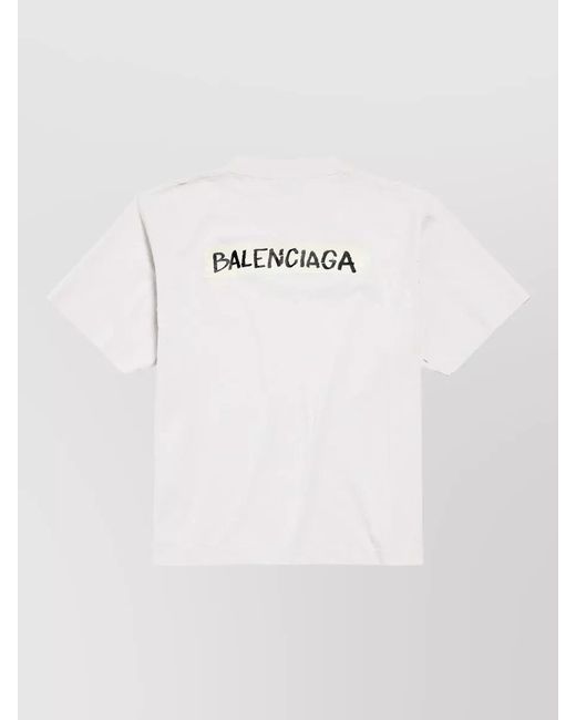 Balenciaga White Cotton Medium Fit Logo-Print T-Shirt