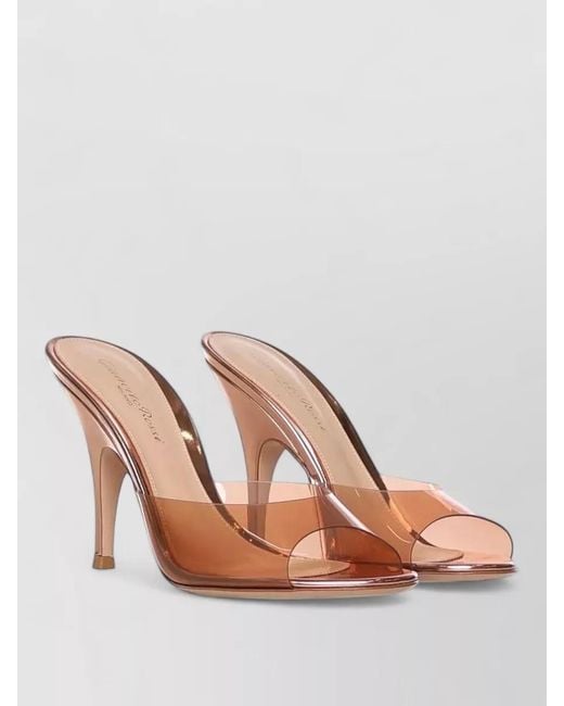 Gianvito Rossi Brown Leather Mid Heel Sandals
