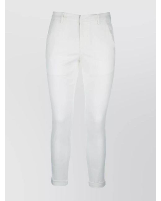 Dondup White Trousers With Back Pockets And Rolled Cuffs for men