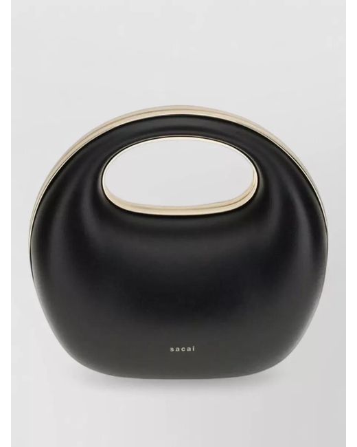 Sacai Black Calf Leather Rigid Clutch Bag