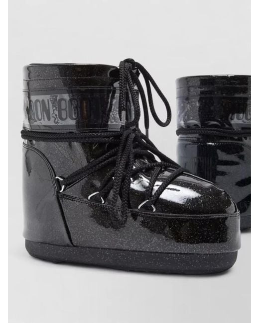 Moon Boot Black Icon Low Glitter Ankle Snow Boots