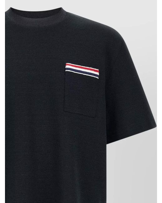 Thom Browne Black Short-Sleeve Cotton-Linen T-Shirt for men