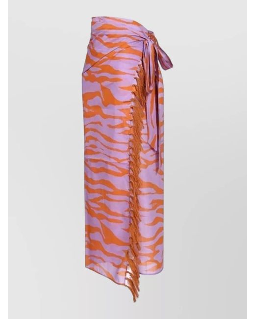 The Attico Red Animal Print Pareo Skirt High Waist Maxi