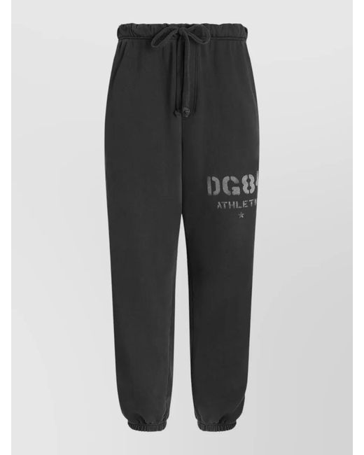 Dolce & Gabbana Black Graphic Side-Stripe Track Pants for men