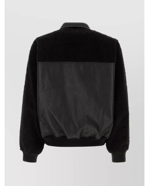 Random Identities Black Leather Bomber Jacket for men