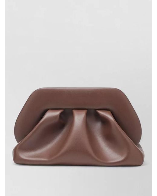 THEMOIRÈ Brown Rectangular Clutch Bag Soft Texture Pleated