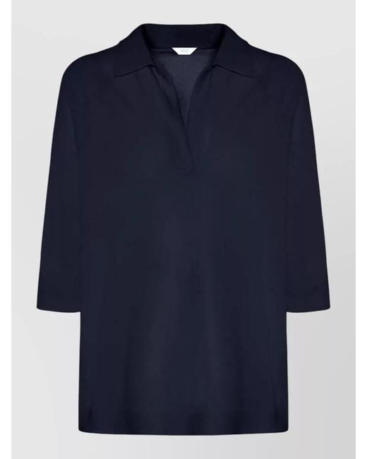 Malo Blue Knit Dress Polo Style Three Quarter Sleeves