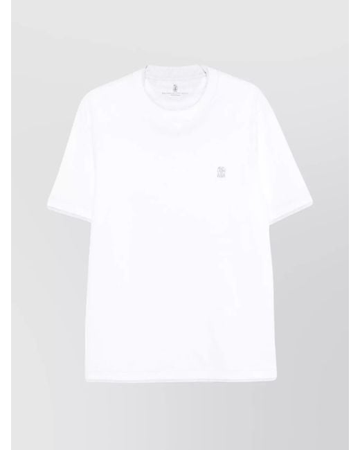 Brunello Cucinelli White Logo Cotton T-Shirt for men