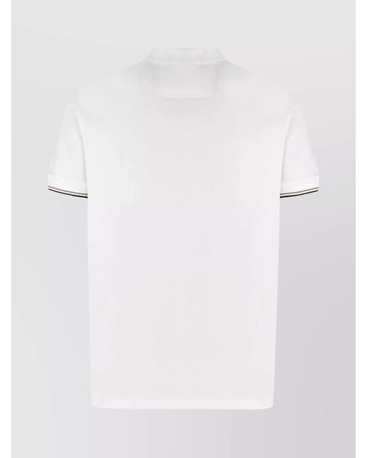 Boss White Ribbed Trim Regular Fit Polo Shirt for men