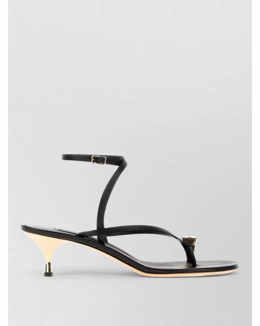 Casadei Multicolor Leather Thong Sandals Open Toe Metallic Heel