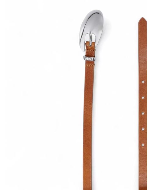 DIESEL Brown Adjustable Length Belts Smooth Finish Design