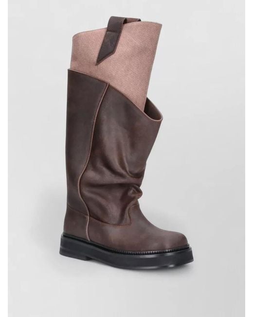 The Attico Gray Mid Calf Boots Flat Sole Pull Tab