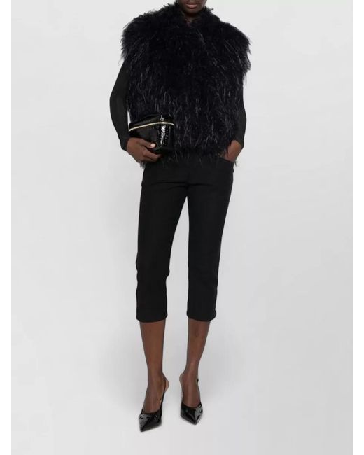 Forte_forte Black Feather-Effect Sleeveless Jacket