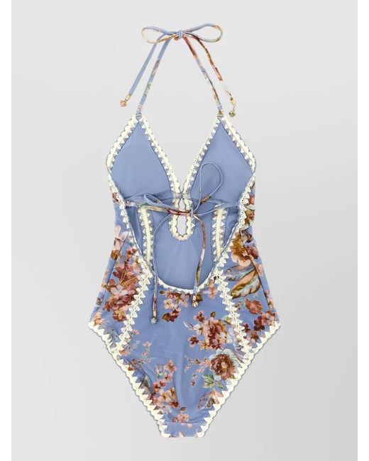 Zimmermann White Awaken Halter Neck One Piece Swimsuit