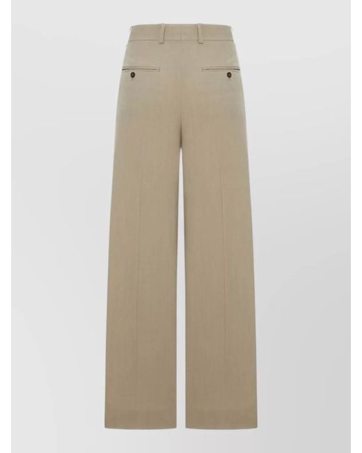 Totême Natural Wool Blend High Waist Wide Leg Trousers
