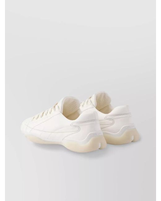 Prada White Nappa Leather Low-Top Sneakers