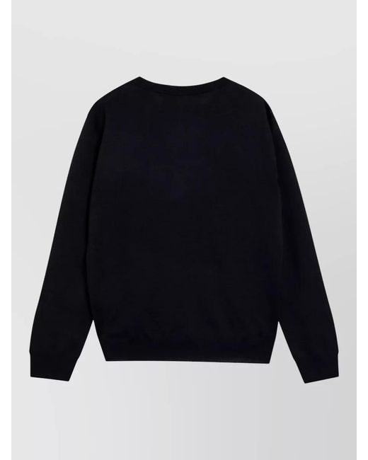 Valentino Blue Knit Sweater Crewneck Ribbed Cuffs Hem for men