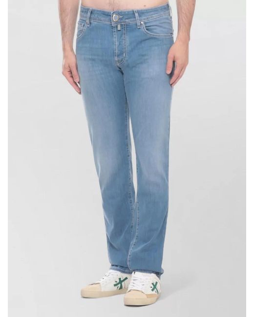 Jacob Cohen Blue Straight Leg Denim Jeans Contrast Stitching for men