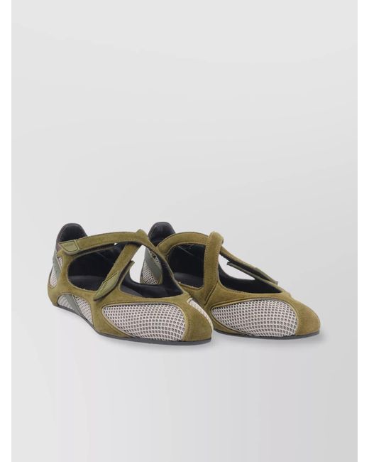 The Attico Green Mesh Panel Nomad Ballerina Flats