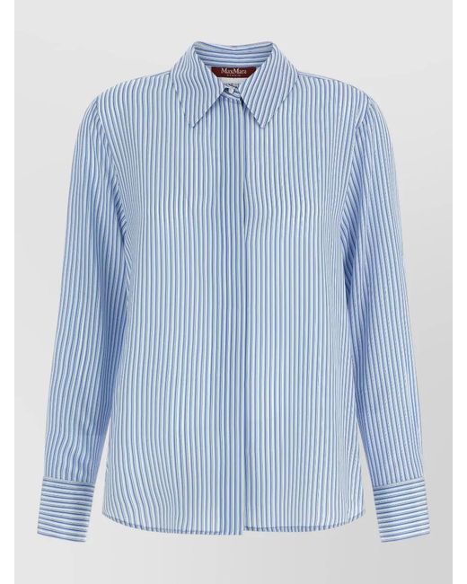 Max Mara Blue Mstflirt Striped Shirt Long Sleeves Buttons