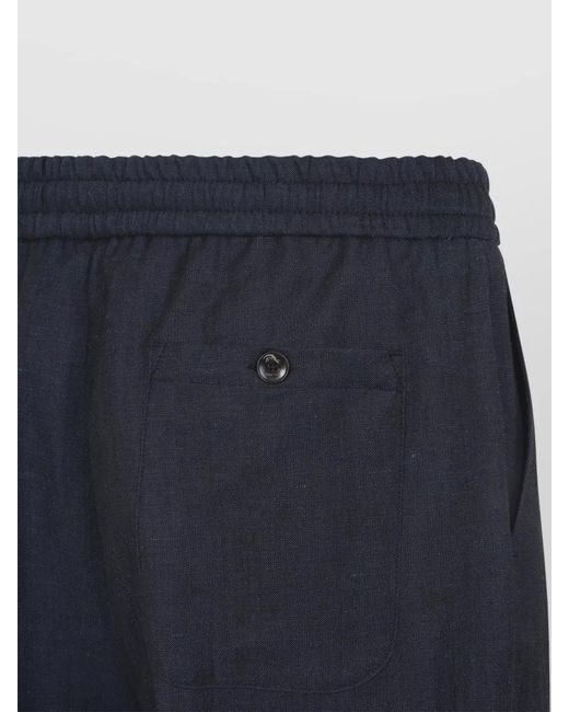 Etro Blue Wool And Linen Regular-Fit Straight-Leg Trousers for men