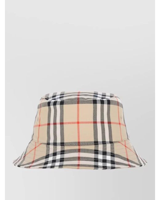 Burberry Natural Check Pattern Hat Eyelet Detailing Wide Brim