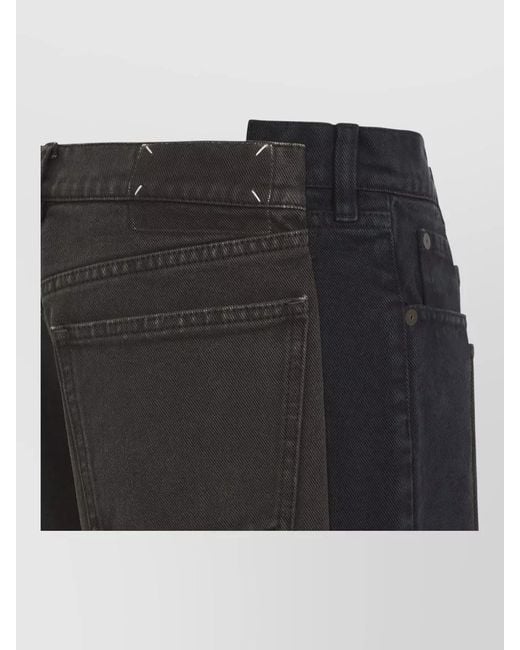 Maison Margiela Black Panelled Straight Leg Denim Trousers for men