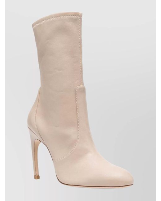 Stuart Weitzman Natural Ankle Boots With Almond Toe Design