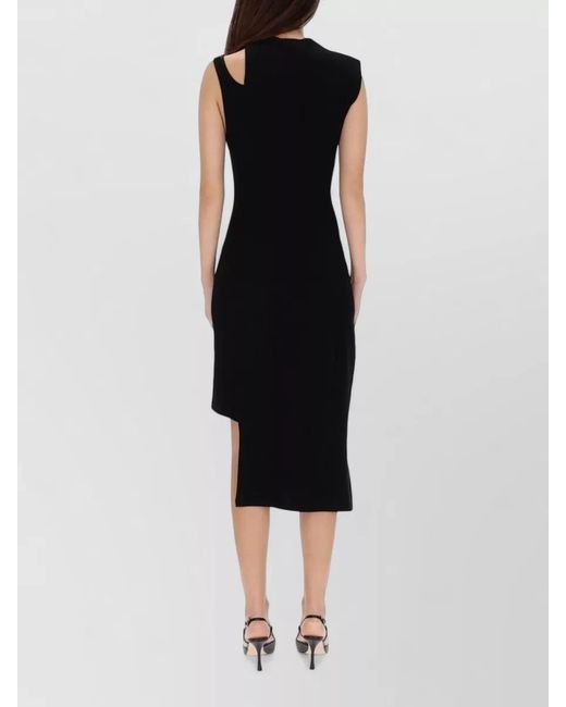 Courreges Black Ribbed Knee-Length Dress