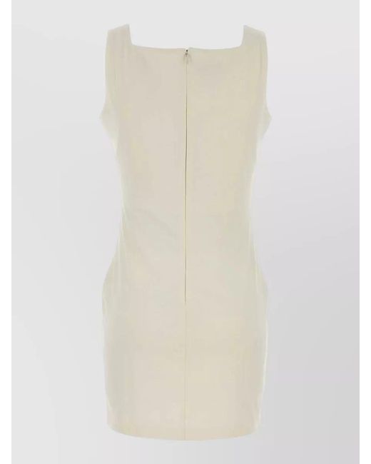 Miu Miu Natural Jersey Mini Dress Sleeveless Square Neckline