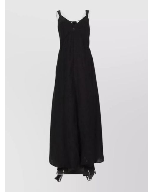 120% Lino Black Linen Maxi Dress