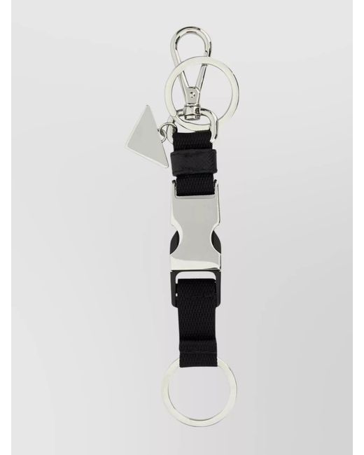 Prada Black Fabric Keyring for men