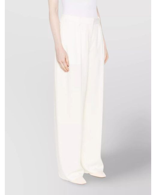 Totême White Pleated Wide-Leg Trousers