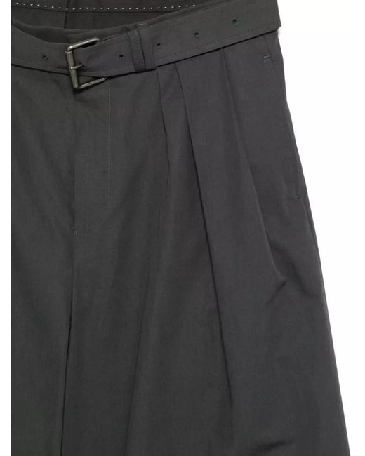 Dries Van Noten Gray Belted Cotton Poplin Tailored Bermuda Shorts for men