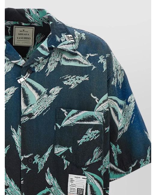 Maison Mihara Yasuhiro Blue Short Sleeve Shirt Chest Pocket Graphic for men