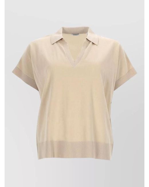 Aspesi Natural Polo Collar Knit Shirt Short Sleeves