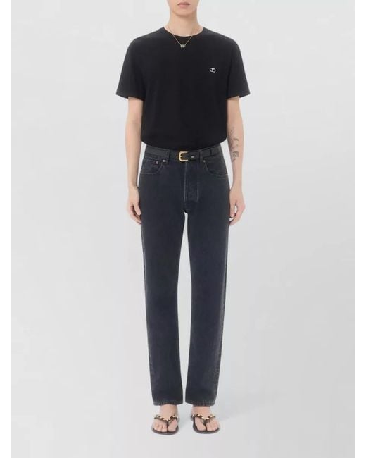 Valentino Black Jersey T Shirt Crew Neck Short Sleeves for men