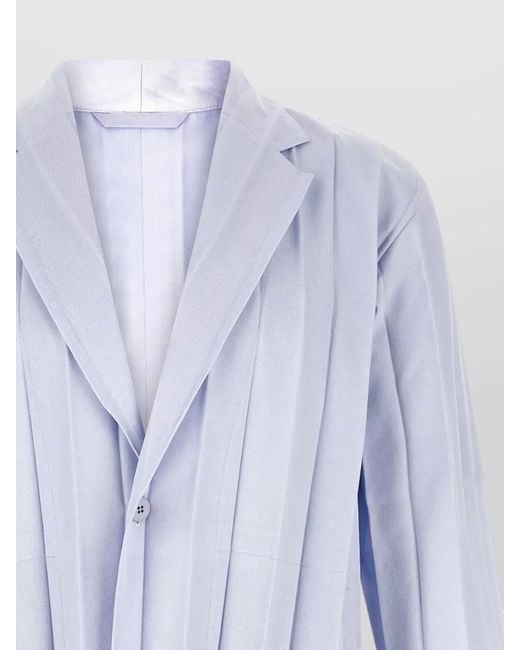 Homme Plissé Issey Miyake Blue Tailored Blazer Pleated Design Notched Lapel for men