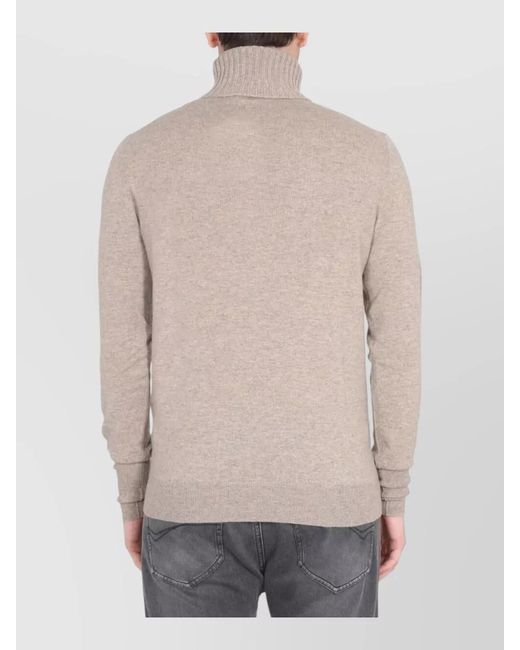 Ballantyne Natural Ribbed Turtleneck Sweater Long Sleeves for men