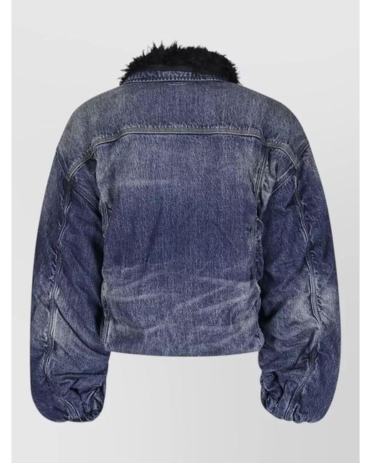 DIESEL Blue Faded Denim Padded Jacket