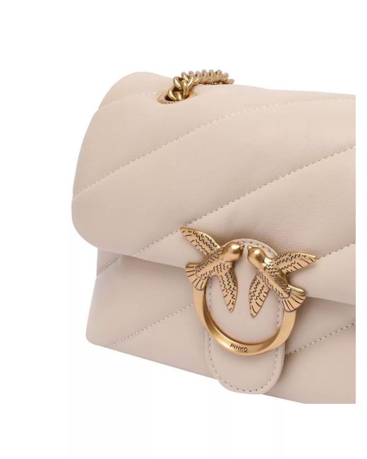 Pinko Natural Love Bag Puff Mini Leather Quilted Shoulder Bag