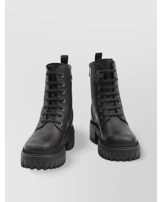 Hogan Multicolor Smooth Leather Combat Boots