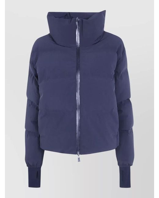 Herno Blue Short Jacket High Collar Elastic Cuffs