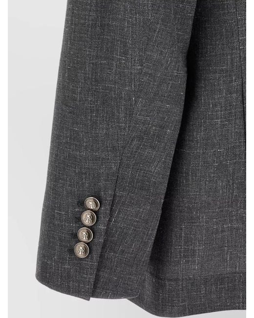 Brunello Cucinelli Black Silk Blend Deconstructed Suit Jacket for men