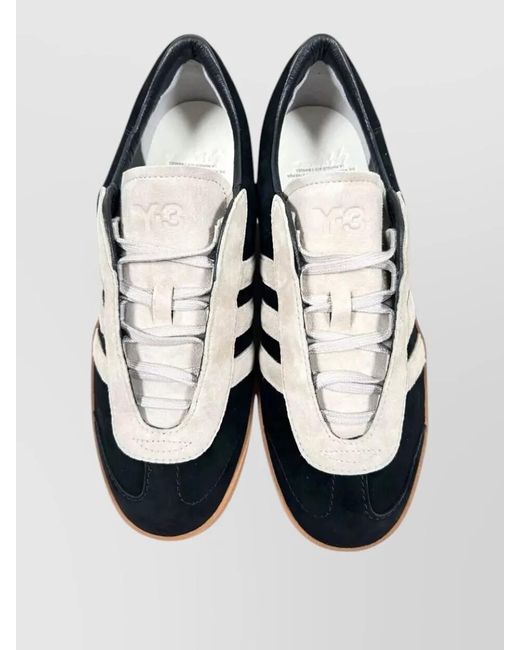 Y-3 Blue Gazelle Suede Lace Up Sneakers Contrast Sole for men