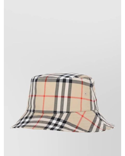 Burberry Natural Check Pattern Hat Eyelet Detailing Wide Brim