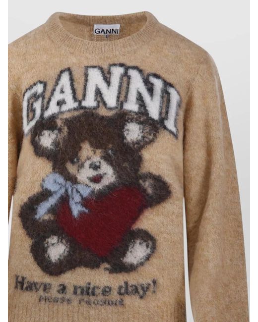 Ganni Multicolor Ribbed Jacquard Wool Sweater
