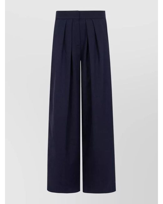 Balmain Blue High Waist Grain De Poudre Tailored Trousers