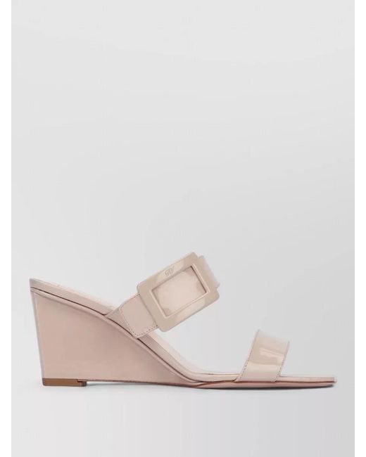 Roger Vivier Pink Belle Vivier Wedge Mule Sandals Open Toe