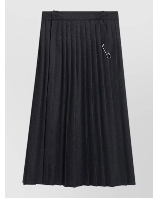 Prada Black High Waist Skirt Pleated Safety Pin